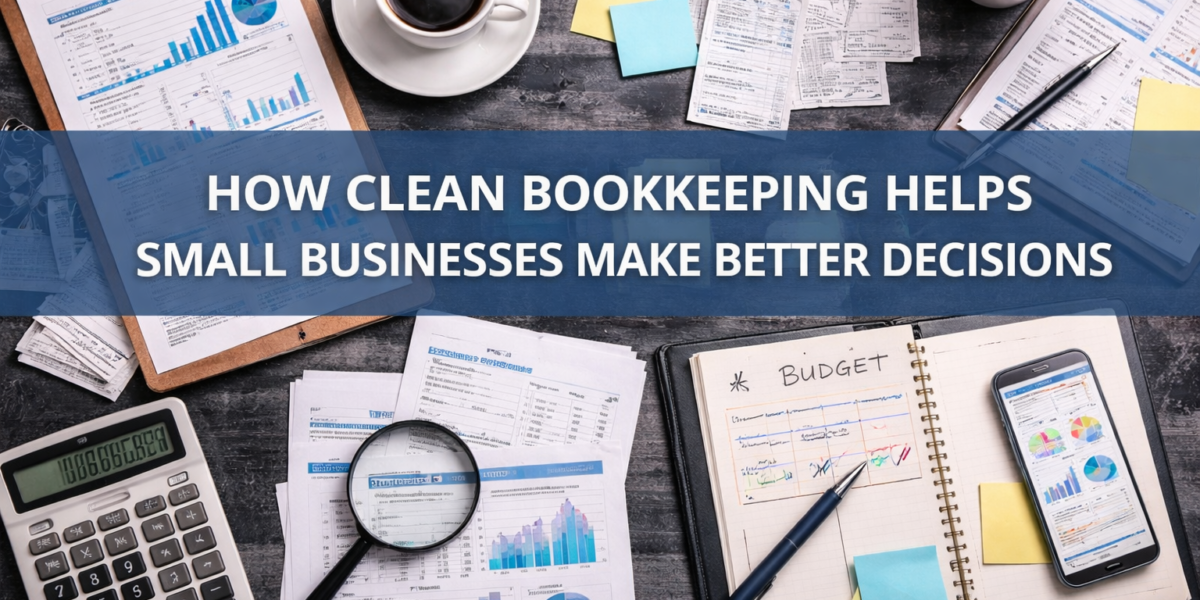 Organized bookkeeping records and financial reports helping small business owners make informed decisions